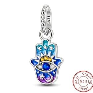 🪬925 Sterling Sun, Moon & Evil Eye Charm For Pandora Bracelets & Most Others-NEW